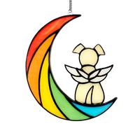 Acrylic Rainbow Dog Memorial Gifts, Pet Bereavement Ornaments Loss of Dog Remembrance Gifts for Dog Lovers, Window Hanging Suncatcher Angel Dog Sympathy Plaques for Loss of a Pet
