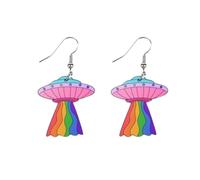 Acrylic Rainbow Pride Dangle Earrings Colorful Love Wins Heart Dinosaur Lizard UFO Drop Earrings LGBTQ Jewelry Gifts for Women, S, Acrylic, No Gemstone