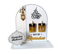 Acrylic Ramadan Countdown Calendar, DIY Calendar with Numbers and Moon Pattern, Eid Mubarak Advent Calendar 30 Days Til Eid, Islamic Ramadan & Eid Decorations for Home (white+gold)