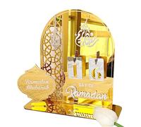 Acrylic Ramadan Countdown Calendar, DIY Calendar with Numbers and Moon Pattern, Eid Mubarak Advent Calendar 30 Days Til Eid, Islamic Ramadan & Eid Decorations for Home (gold+silver)