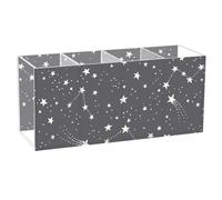 Acrylic Rectangle Pen Holder, Pen Organizer Desk Flatware Organizer Makeup Brush Cup for Office Home 7.87x3.54x2.48 in Print Astronomical Starry Stars Galaxy Space On Black