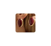 Acrylic Red Dangle Drop Earrings for Women Oval Black Gold Statement Earrings Large Geometric Earring Charm Birthday Party Jewelry Holiday Accessories, L, Metal, No Gemstone