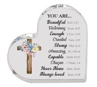 Acrylic Religious, Acrylic Heart Keepsakes - Heart Shaped Ornament | Faith Keepsake Paperweight, Bible Verses and Spiritual for Encouragement for Anulely