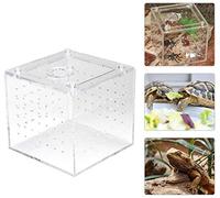 Acrylic Reptile Breeding Box, Transparent Live Food Storage, Insect Viewing Box for Spiders, Crickets, Snails, Hermit Crabs, Tarantulas, Geckos 3.9x3.9x3.5inch