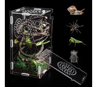 Acrylic Reptile Terrarium,8"*4"*4" Mini Jumping Spider Enclosure Feeding Box with Secure Lock for Tarantula, Insects, Frogs, Praying Mantis, Snails Isopods