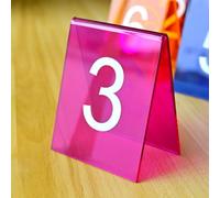Acrylic Restaurant Number Plate, Acrylic Tent Table Numbers Multicolor 1-100 3.1x3.5 inches(Pink,71~80)