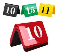 Acrylic Restaurant Number Plate, Double-Sided Acrylic Tent Table Numbers Multicolor 6.5x8.5 cm Pack of 10(Red,1-50)