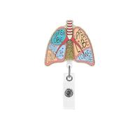 Acrylic Retractable Badge Reel Having 360° Swivel Clip Plus Anatomy Heart/Lung/Brain Design - for Healthcare Workers Nurses Staff - 60.5 Cm Cord 4.6 Centimeters Square(Brain)