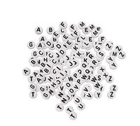 Acrylic Reusable Plastic Letter Beads White Round Letter Beads Alphabet A to Z Loose Beads for DIY Bracelets and Jewelry Making 200 Pcs