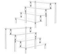 Acrylic Riser Clear Display Risers Stand Cologne Organizer Acrylic Shelves 4 Tier Shelf for Amiibo Funko Figures Toys Cupcake Food Desserts Perfume Collection Cosmetic Jewelry Makeup Product(2 PACK)