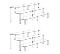 Acrylic Riser Display Shelf,3 Tier Display Riser for Amiibo Funko POP Figures,Display Stand Large Risers for Display Cupcake Perfume Organizer Cologne Makeup Collection Countertop Tabletop(2 PACKS)