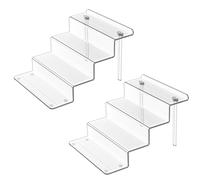Acrylic Risers Display Stand 3 Tier Cupcake Holder Clear Perfume Organizer Shelf 2 PCS