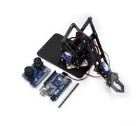 Acrylic Robotic Arm Claw Kit for Arduino | 4 DOF DIY Electronics Assembly Set | STEAM Learning Toy for Teens 14+ | Blue(Black Pro)