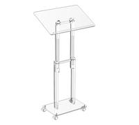Acrylic Rolling Podium with Lockable Wheels Height and Angle Adjustable Mobile Lectern Stand for Classroom Concert Versatile Acrylic Podium Stand for Presentations Speeches