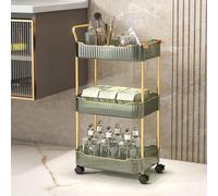 Acrylic Rolling Storage Cart, Lockable Utility Trolley with Handle, Mobile Shelves for Kitchen & Bathroom, Versatile Home Storage Solution