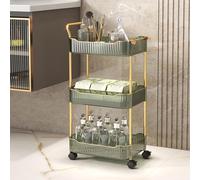 Acrylic Rolling Utility Cart with Handle, Mobile Storage Organizer on Wheels for Kitchen, Bathroom, Laundry and Narrow Spaces
