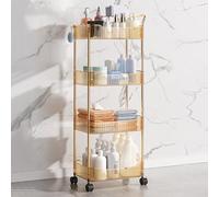 Acrylic Rolling Utility Cart with Handle & Wheels, 4-Tier Mobile Organizer for Home & Office Storage Solutions