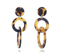 Acrylic Round Circle Dangle Earrings for Women Resin Geometric Tassel Drop Dangling Hypoallergenic Lightweight Retro Party Jewelry, Metal, metal