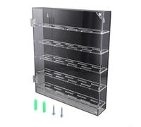 Acrylic Round Coin Display Case for 40mm Challenge Coins & Badges - Transparent Storage Box with Removable Shelf - Wall Mount or Tabletop Cabinet Holder(Black bottom)
