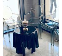 Acrylic Round Side Table, Floating Coffee Table with Arc Edges, Modern Nightstand for Living Rooms, Bedrooms, and Small Spaces
