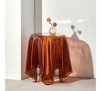 Acrylic Round Side Table, Floating Coffee Table with Arc Edges, Modern Nightstand for Living Rooms, Bedrooms, and Small Spaces