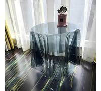 Acrylic Round Side Table, Floating Coffee Table with Arc Edges, Modern Nightstand for Living Rooms, Bedrooms, and Small Spaces