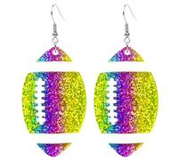 Acrylic Rugby Earrings Cool Punk Rugby Sports Drop Dangle Earrings Lightweight Rugby Soccer Statement Earring for Women Sport Lover Jewelry Gift, Metal