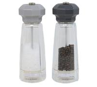 Cole & Mason H312009 Lowestoft Grey/Clear Salt and Pepper Mill Set, Adjustable Grind, Acrylic, 175mm, Gift Set, Includes 2 x Salt and Pepper Grinders