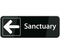 Acrylic Sanctuary Left Arrow Sign - 3x9 Inch for Churches, Meditation Centers, and Spiritual Retreat Facilities.