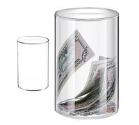 Acrylic Savings Jar, Clear Round Money Box, Portable Round Large Unopenable Money Box, Acrylic Coin Jar for Girls, Boys, Toddler, Kids
