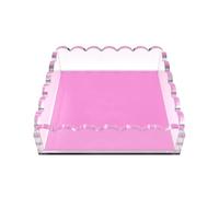 Acrylic Scalloped Tray, Includes Anti-Slip Pads | 8 x 8 x 2 inches | (Pink)