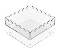 Acrylic Scalloped Tray with Magnetic Mat - Customizable for Displaying Photos, Art, or Messages, 20x20cm Clear Acrylic Serving Tray Organizer with Non-Slip Bottom, Picture Frame for Home Decor