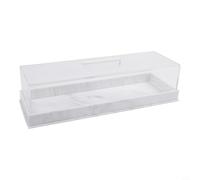 Acrylic Serving Tray with Lid, Marble Pattern Food Container for Cake Cupcake Fruit, Clear Display Stand with Handle for Party Wedding Kitchen Storage 355mm(B)
