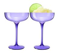 Acrylic Shatterproof Martini, Margarita, Champagne & Cocktail Unbreakable Glasses | Set of 2 | Large Plastic Coupe Glasses 15oz, Tritan Drinkware, BPA-free, Reusable, Pool, Indoor & Outdoor (Purple)