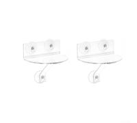 Acrylic shelf with dual suction cup base and support arm for mounting on smooth vertical surfaces to display plants photos or office supplies (2)