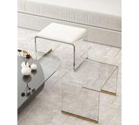 Acrylic Shower Stool with Cushioned Seat, Transparent Makeup Stool for Bathroom, No Assembly Required, Lightweight and Stylish Shower Chair for Comfort and Convenience.