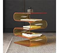 Acrylic Side Table and Bookcase with Flip Design, No Assembly Required, for Bedroom, Living Room, and Balcony