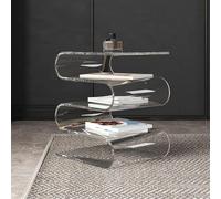 Acrylic Side Table and Transparent Bookcase with Flip Design, No Assembly Required, for Bedroom, Living Room, Balcony