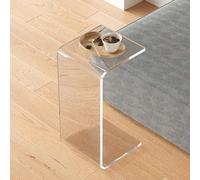 Acrylic Side Table, Clear Acrylic End Table, Small Coffee Table with Round Edges, C Shaped Sofa Table for Living Room, Bedside Table for Bedroom, No Assembly Needed