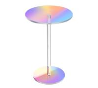 Acrylic Side Table - Clear Round End Table for Living Room, Bedroom, Bathroom - Easy to Install Iridescent Coffee Table