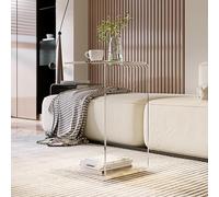 Acrylic Side Table, Narrow Glass Nightstand, Small End Table for Compact Spaces, Versatile Lap Desk and Coffee Table, Perfect for Living Room and Bedroom