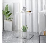 Acrylic Side Table Small End Table for Living Room, Modern C-Shaped Transparent Bedside/Sofa Side Table Slides Under Couch, for Home Office and Bedroom,Clear,30×30×60cm