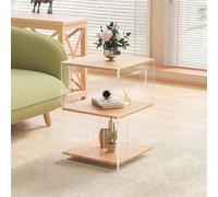 Acrylic Side Table with Open Storage, 3 Tiers, Versatile Night Stand for Living Room, Bedroom, Office