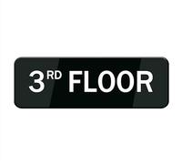 Acrylic Sign - 3Rd Floor Sign, Signage White/Black Plastic Acrylic, With Double Side Tape, Adhesive, Easy Mounting 9x3 inch