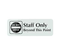 Acrylic Sign 8x3 inch Informative Acrylic Plastic Sign Staff Only Beyond This Point Sign Plaque With Graphic Black And White,Durable,Long Lasting With Double Sided Tape In The Back