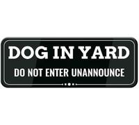 Acrylic Sign Dog in Yard Do Not Enter Unannounced w Adhesive Back Durable and Wipe Clean Business Restaurant Signage for Customer Entry Areas Great for Homes pet Yards 3x9 inch.