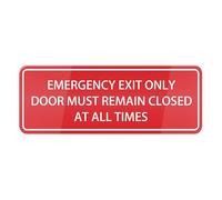 Acrylic Sign - Emergency Exit Only Door Must Remain Closed At All Times Sign,Self Adhesive Sign For Door Or Wall Easy Installation Acrylic Design For Your Home Office/Business （8x3 inch）