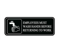 Acrylic Sign Employees Must Wash Hands Before Returning to Work Material Restaurants Hotels & Bars Design Gift for Women Men Suitable for Commercial Kitchens Food prep Areas 3x9 inch.