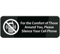 Acrylic Sign for The Comfort of Those Around You Please Silence Your Cell Phone for Business self Adhesive Industrial Warning Signs 3x9 inch.