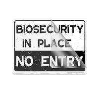 Acrylic Sign For Wall Biosecurity In Place No Entry Restricted Access Safety Protection Alert Caution Warning 6"X8" Thick Acrylic Self-Adhesive Modern Design Sign Easy To Install
